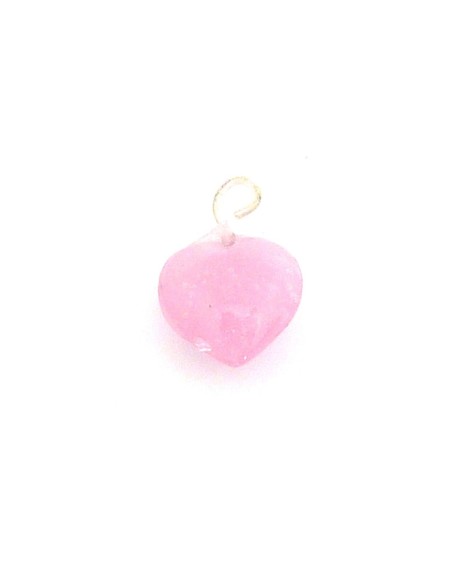 R-Lot de 3 Breloques coeur bombé 10,7mm en verre de couleur rose pâle