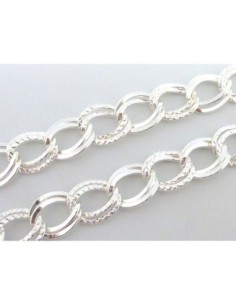 1m de chaînette double maillon forçat 10,5mm en métal argenté brillant blanc
