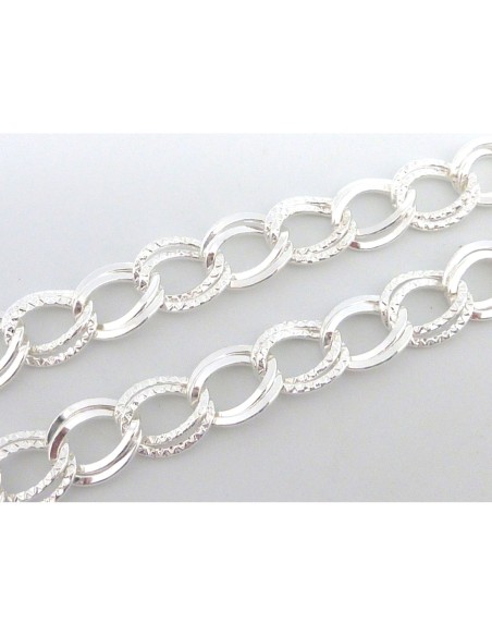 1m de chaînette double maillon forçat 10,5mm en métal argenté brillant blanc