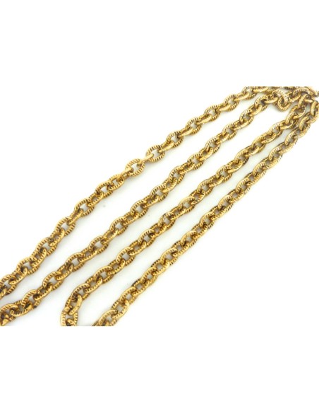 R-25cm de chaînette maillon plat 7,5mm x 5,7mm en aluminium doré rainuré