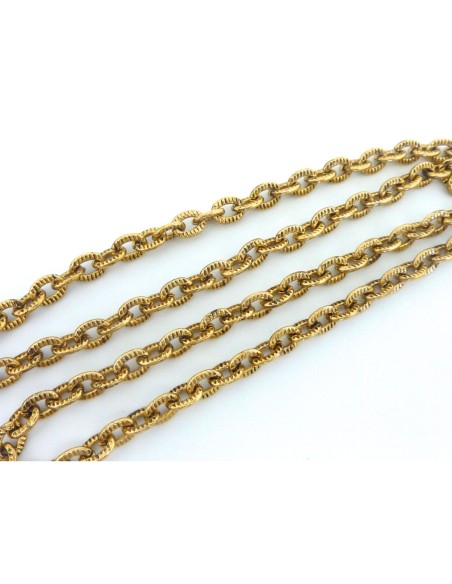 R-25cm de chaînette maillon plat 7,5mm x 5,7mm en aluminium doré rainuré
