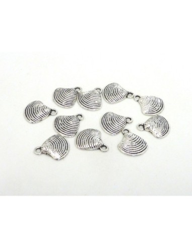 Breloque coquillage 15mm en métal argenté