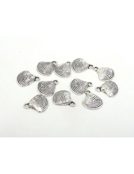 Breloque coquillage 15mm en métal argenté