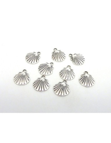 Breloque coquille Saint Jacques en métal argenté 