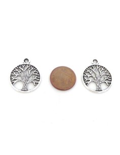 Breloques arbre de vie 24mm en métal argenté 2