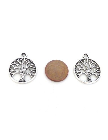 Pendentif arbre de vie 24mm en métal argenté