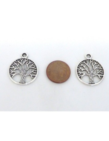 Charm arbre de vie 24mm en métal argenté