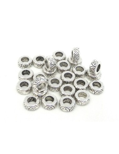 Perles rondelle fine 8mm en métal argenté pas chère