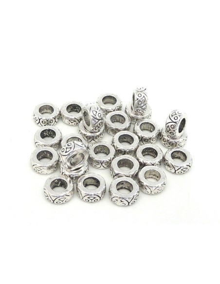 Perles rondelle fine 8mm en métal argenté pas chère