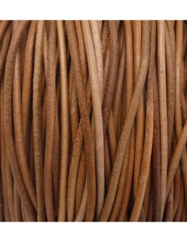 Cuir rond marron naturel 2,5mm pour création DIY