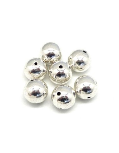 R-5 Perles ronde 12,6mm en métal argenté lisse