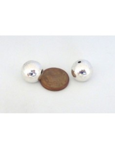 R-5 Perles ronde 12,6mm en métal argenté lisse 2