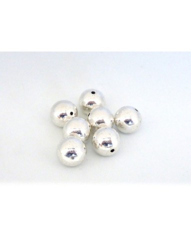 R-5 Perles ronde 12,6mm en métal argenté lisse