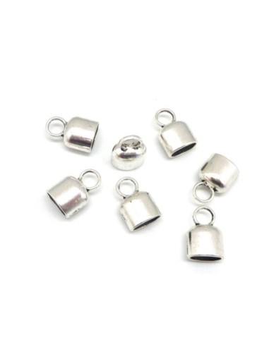 4 Embouts pour lanière de 9,9 x 6,4mm en métal argenté lisse