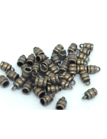 10 Embouts pour cordon 3,8mm arrondi en métal de couleur bronze
