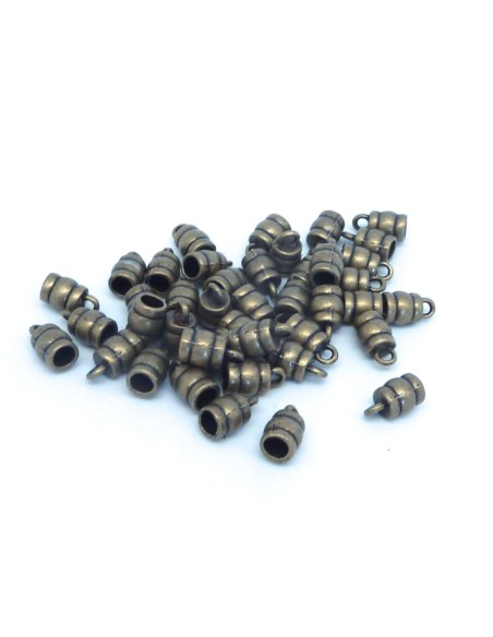 10 Embouts pour cordon 3,8mm arrondi en métal de couleur bronze