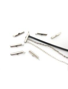 6 Embouts tube, serre ruban, chaîne bille 20mm en métal argenté