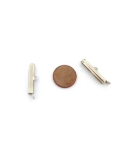 6 Embouts tube, serre ruban, chaîne bille 20mm en métal argenté 2