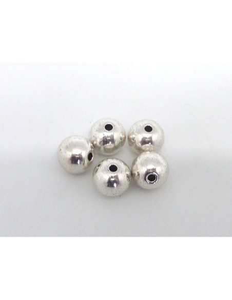 20 Perles ronde 9,7mm en métal argenté lisse