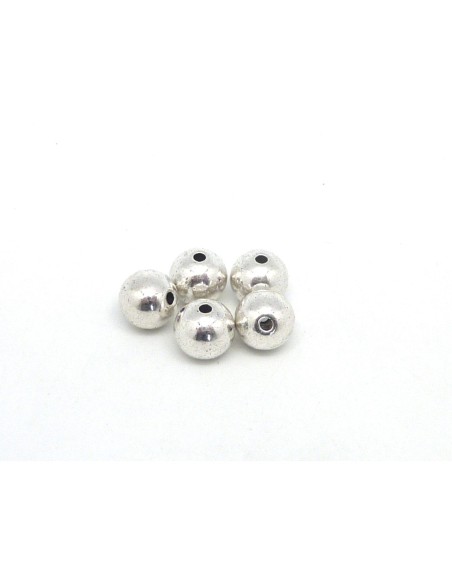 20 Perles ronde 9,7mm en métal argenté lisse