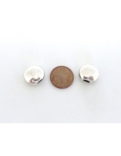 5 Perles galet 13,9mm pour lanière de 4mm en métal argenté lisse trou plat 2
