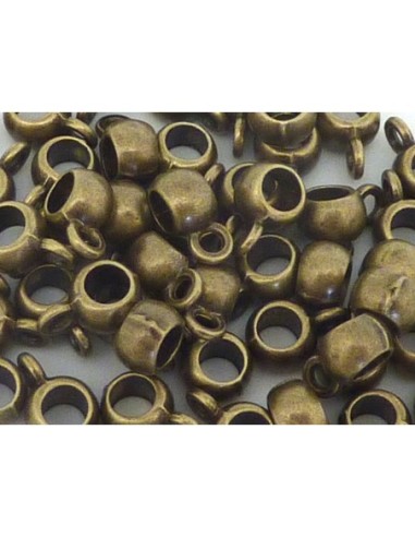 10 Perles support breloque 8,5mm, belière en métal lisse de couleur bronze