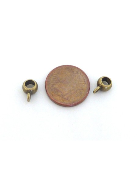 10 Perles support breloque 8,5mm, belière en métal lisse de couleur bronze
