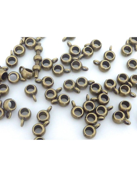 10 Perles support breloque 8,5mm, belière en métal lisse de couleur bronze