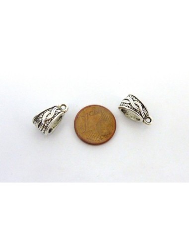 Support breloque pour cordon de 7mm en métal argenté travaillé