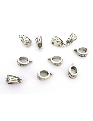 Bélière pour cordon de 7mm en métal argenté