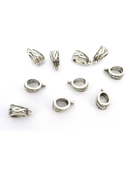 Bélière pour cordon de 7mm en métal argenté