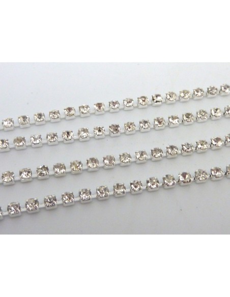 Chaînette strass en métal argenté