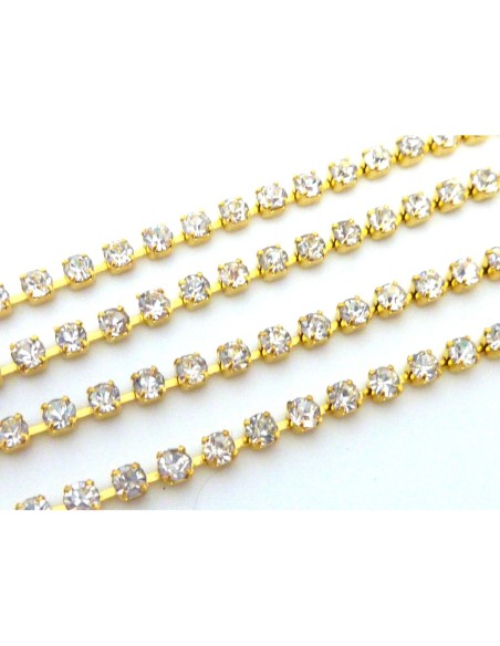 Chainette strass fine doré en métal