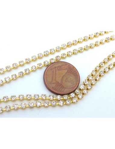 Chaine strass fine doré en métal