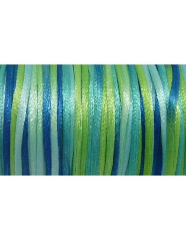 Ficelle chinoise 2mm multicolore dégradé de vert et bleu