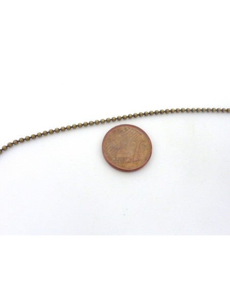 chaînette bille 1,5mm en métal de couleur bronze