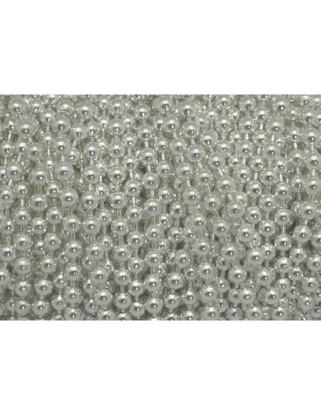 1m de chaînette bille 3,3mm en métal argenté brillant blanc