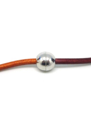 Fermoir aimanté pour cordon de 3,5mm en métal argenté - Boule
