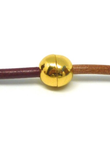 Fermoir aimanté pour cordon de 3,5mm  en métal doré - boule