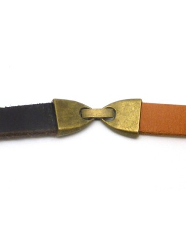 Fermoir clip pour lanière cuir 10mm en métal de couleur bronze