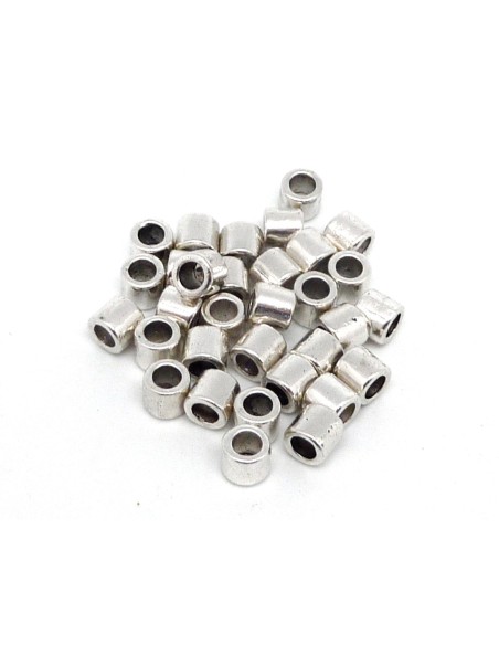 Perle tube 5mm lisse en métal argenté trou 3mm