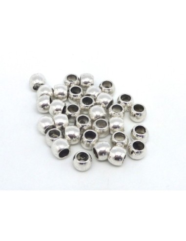 Perle argenté ronde à gros trou de 4,3mm