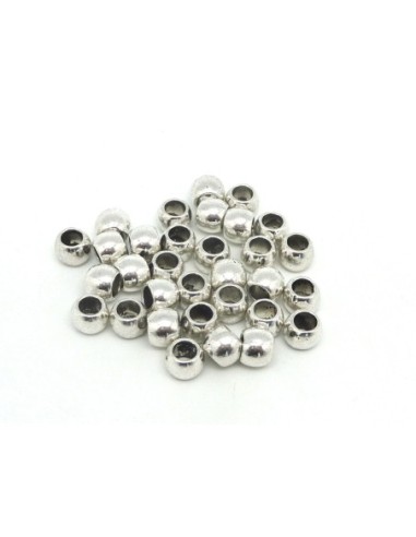Perle argenté ronde à gros trou