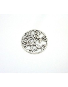 3 Pendentifs connecteur 33mm arbre et oiseaux en métal...
