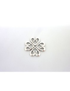 connecteurs rosace fleur forme coeur en métal argenté 28mm