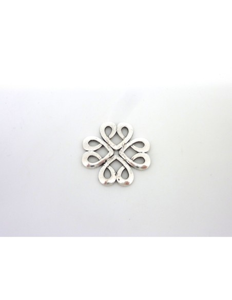 connecteurs rosace fleur forme coeur en métal argenté 28mm