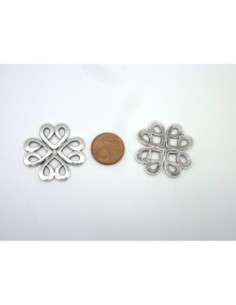 connecteurs rosace fleur forme coeur en métal argenté 28mm 2