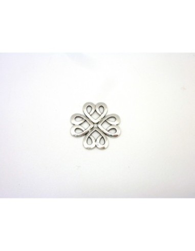 connecteurs rosace fleur forme coeur en métal argenté 28mm