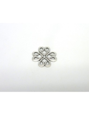 connecteurs rosace fleur forme coeur en métal argenté 28mm
