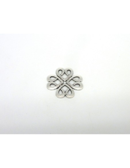 connecteurs rosace fleur forme coeur en métal argenté 28mm